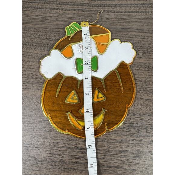 Vintage Halloween Ghost and Pumpkin wall hanging. retro jack-o-lantern 80s - Picture 3 of 3